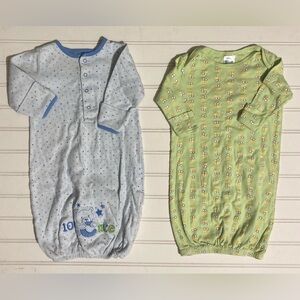 Gerber Baby Sleep Sack Bundle Size 0-6 Months Green Blue Mittens Open Bottom Set